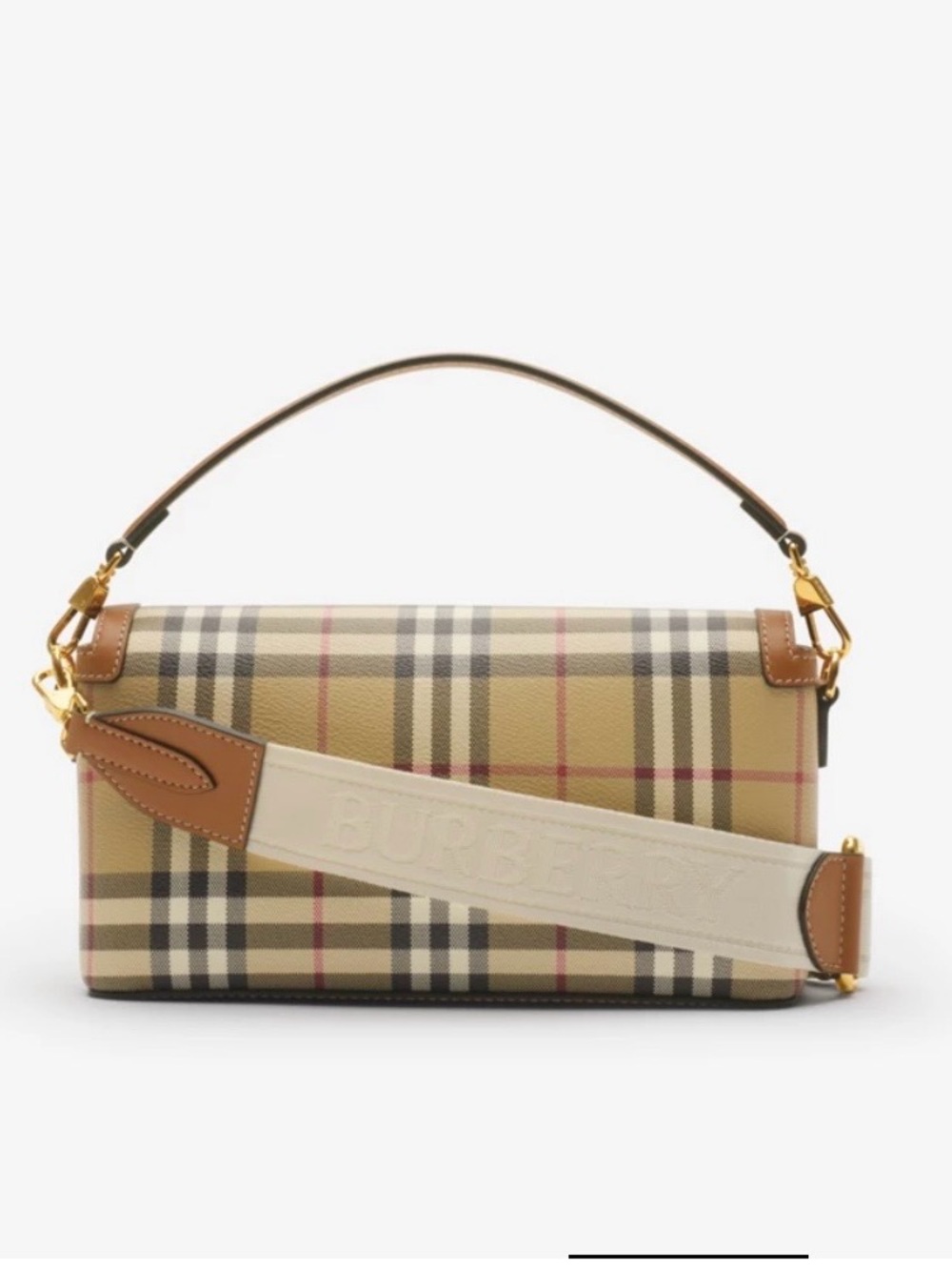 Burberry Classic Vintage Check Shoulder Bag in Beige and Tan - Picture 2 of 4